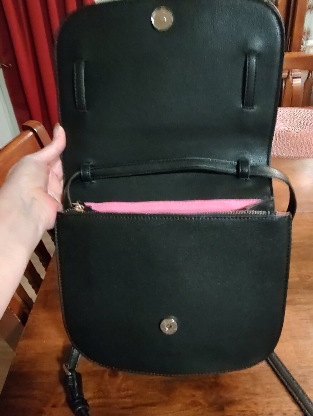 Betsey Johnson Black Leather Crossbody Saddle Bag - Picture 5 of 13